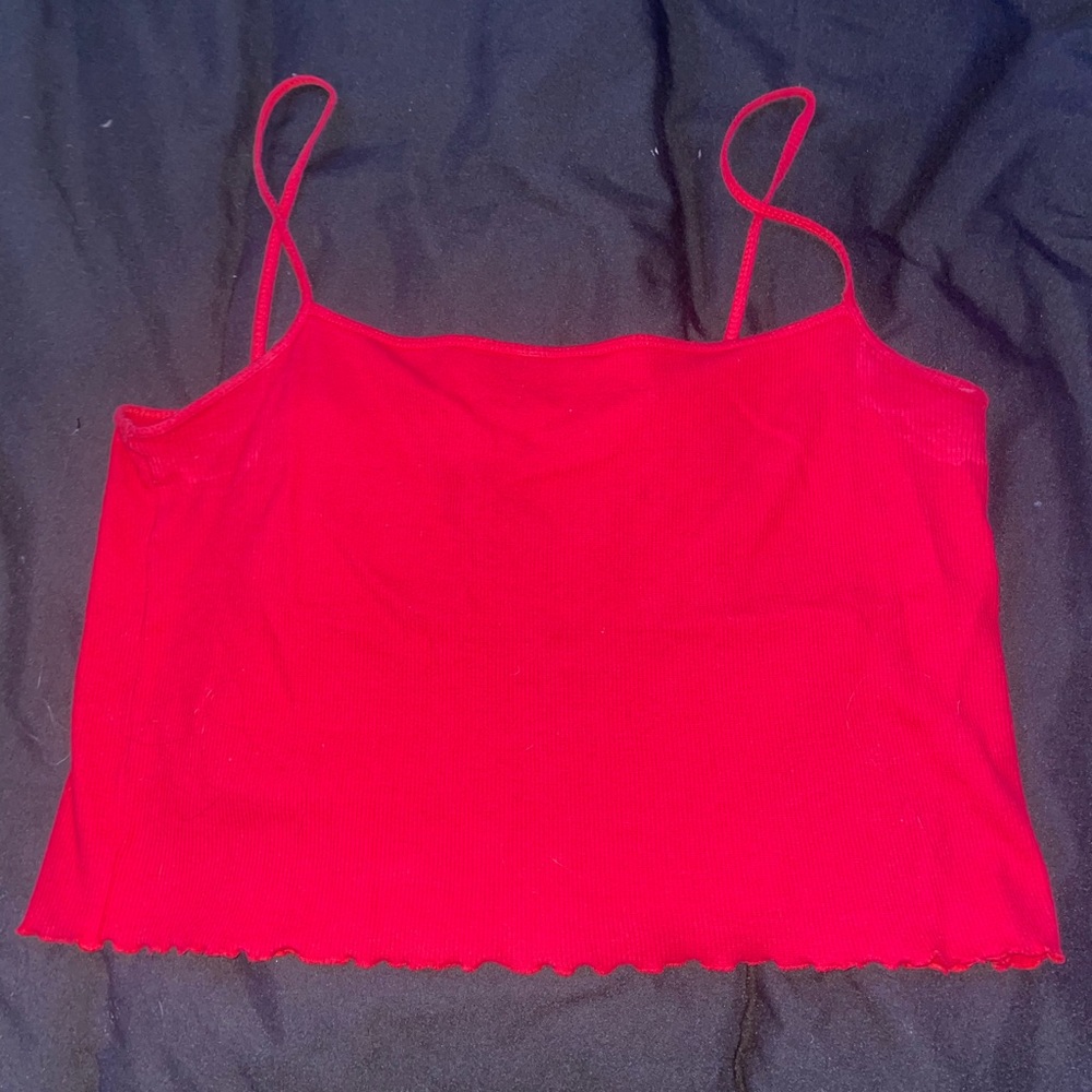 Red cropped tank top